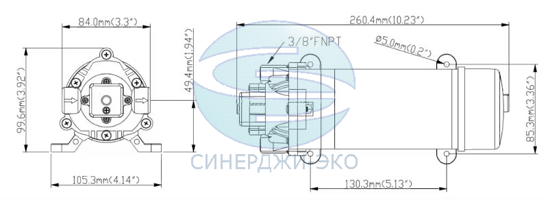 Насос диафрагменный самовсасывающий Singflo DP-120M 220V